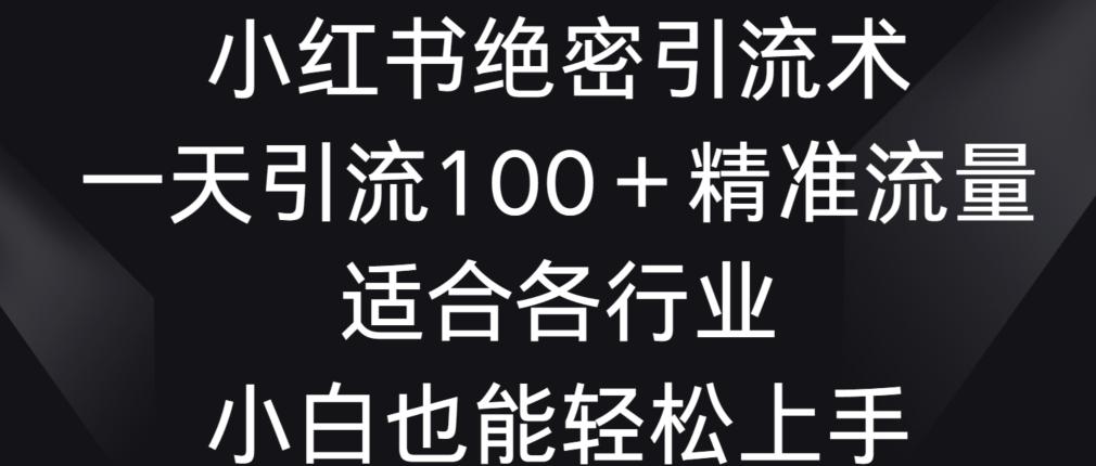 小红书绝密引流术，一天引流100+精准流量，适合各个行业，小白也能轻松上手【揭秘】-归鹤副业商城