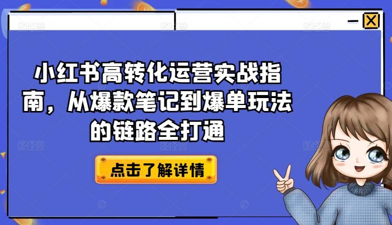 小红书高转化运营实战指南，从爆款笔记到爆单玩法的链路全打通-归鹤副业商城