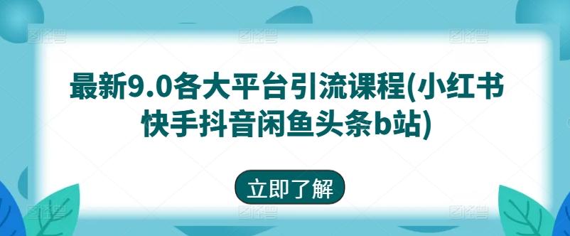 最新9.0各大平台引流课程(小红书快手抖音闲鱼头条b站)-归鹤副业商城