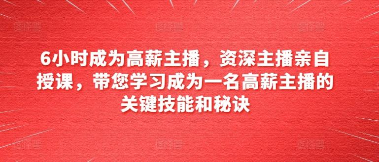 6小时成为高薪主播，资深主播亲自授课，带您学习成为一名高薪主播的关键技能和秘诀-归鹤副业商城