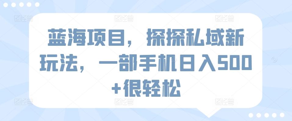 蓝海项目，探探私域新玩法，一部手机日入500+很轻松【揭秘】-归鹤副业商城