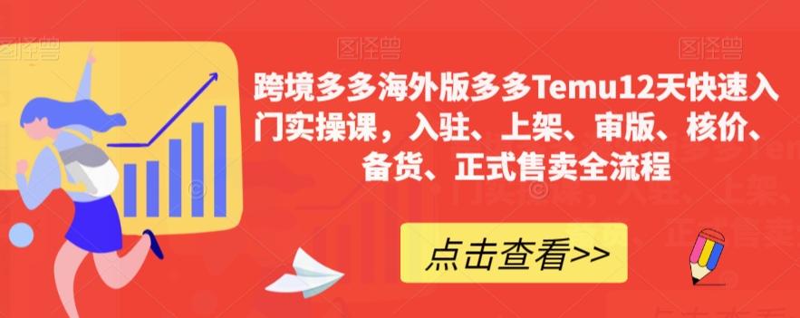 跨境多多海外版多多Temu12天快速入门实操课，入驻、上架、审版、核价、备货、正式售卖全流程-归鹤副业商城