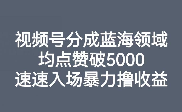 视频号分成蓝海领域，均点赞破5000，速速入场暴力撸收益-归鹤副业商城