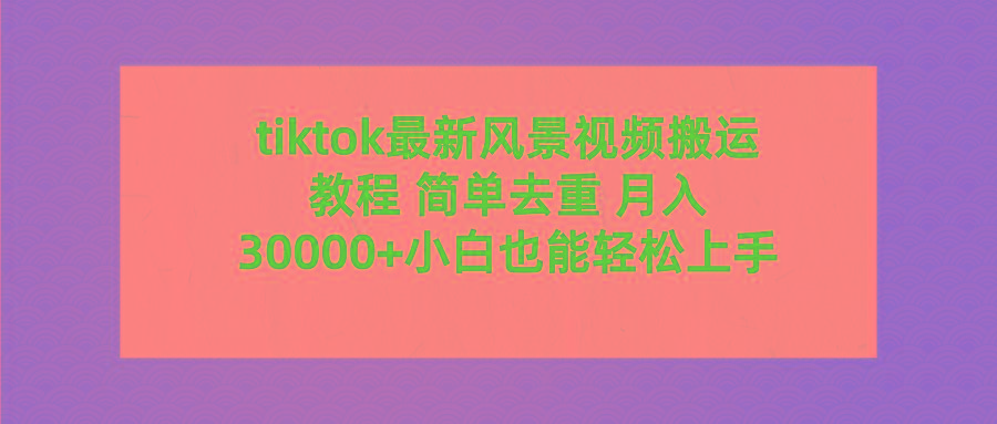 (9804期)tiktok最新风景视频搬运教程 简单去重 月入30000+附全套工具-归鹤副业商城