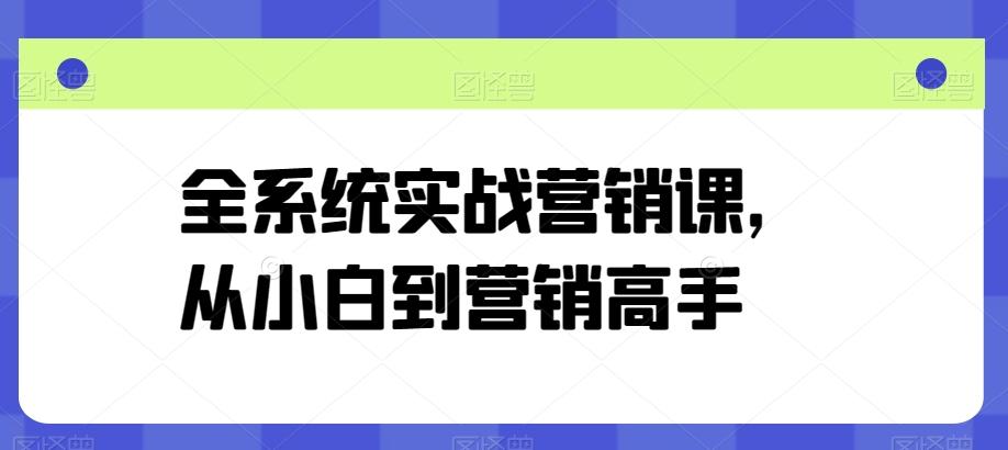 全系统实战营销课，从小白到营销高手-归鹤副业商城