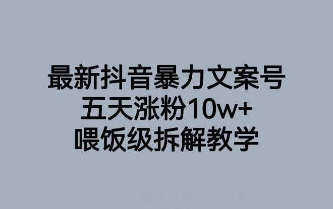 最新抖音暴力文案号，五天涨粉10w+，喂饭级拆解教学-归鹤副业商城