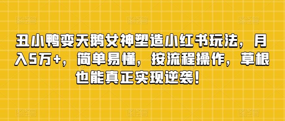 丑小鸭变天鹅女神塑造小红书玩法，月入5万+，简单易懂，按流程操作，草根也能真正实现逆袭！-归鹤副业商城