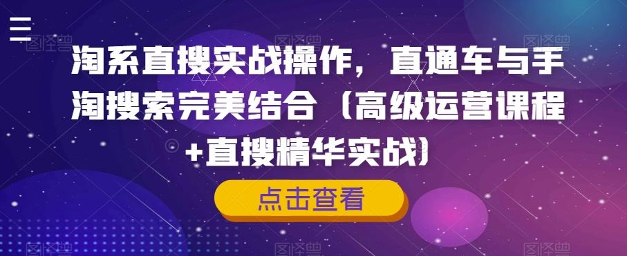 淘系直搜实战操作，直通车与手淘搜索完美结合（高级运营课程+直搜精华实战）-归鹤副业商城