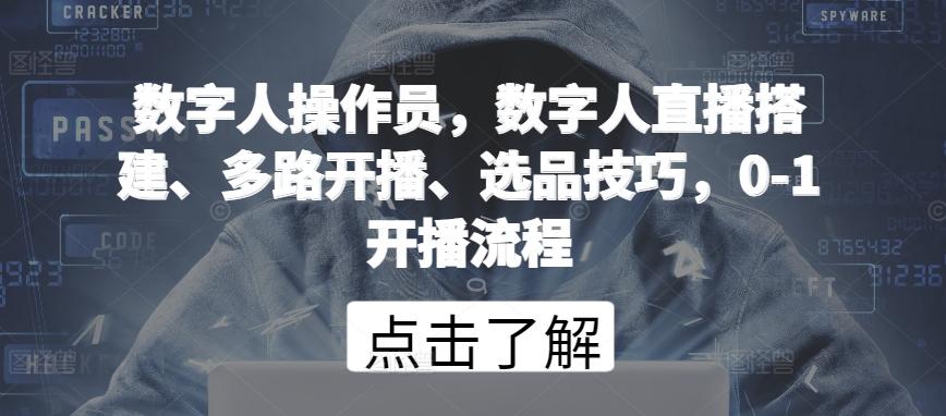 数字人操作员，数字人直播搭建、多路开播、选品技巧，0-1开播流程-归鹤副业商城