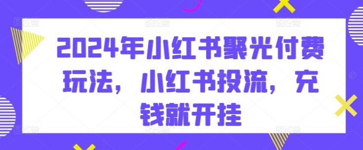 2024年小红书聚光付费玩法，小红书投流，充钱就开挂-归鹤副业商城