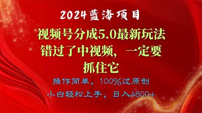 2024蓝海项目，视频号分成计划5.0最新玩法，错过了中视频，一定要抓住…-归鹤副业商城