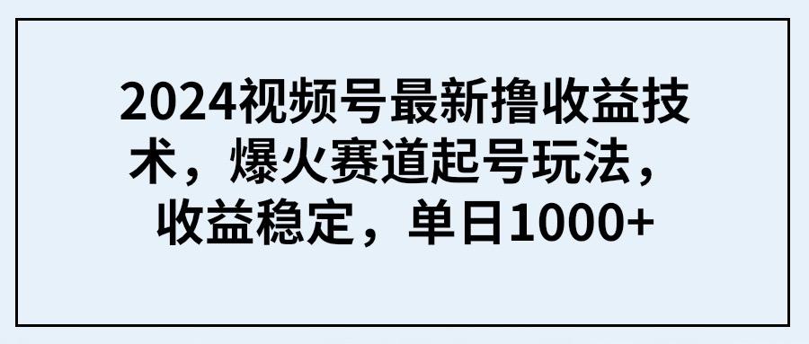 (9651期) 2024视频号最新撸收益技术，爆火赛道起号玩法，收益稳定，单日1000+-归鹤副业商城