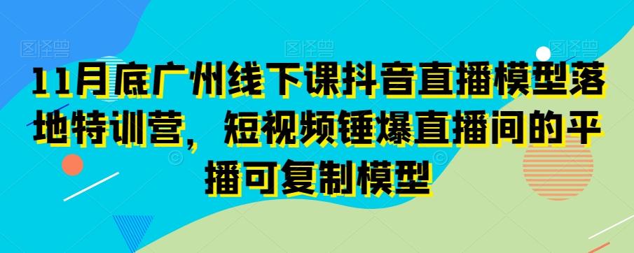 11月底广州线下课抖音直播模型落地特训营，短视频锤爆直播间的平播可复制模型-归鹤副业商城