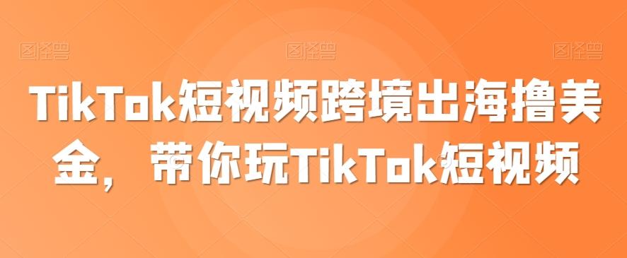 TikTok短视频跨境出海撸美金，带你玩TikTok短视频-归鹤副业商城