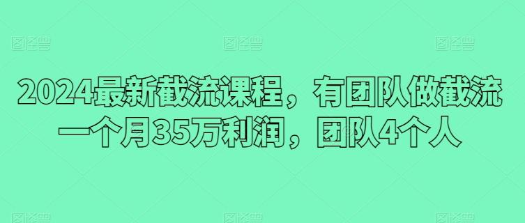 2024最新截流课程，有团队做截流一个月35万利润，团队4个人-归鹤副业商城