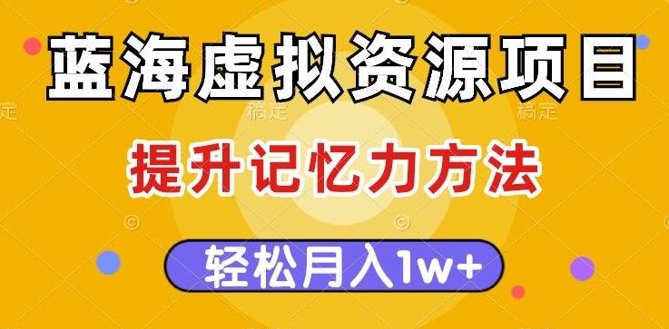 蓝海虚拟资源项目，提升记忆力方法，多种变现方式，轻松月入1w+【揭秘】-归鹤副业商城