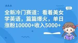 全新冷门赛道：看着美女学英语，篇篇爆火，单日涨粉10000+收入5000+-归鹤副业商城