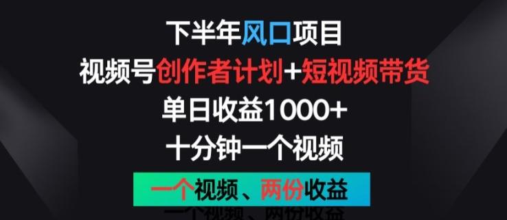 下半年风口项目，视频号创作者计划+视频带货，一个视频两份收益，十分钟一个视频【揭秘】-归鹤副业商城