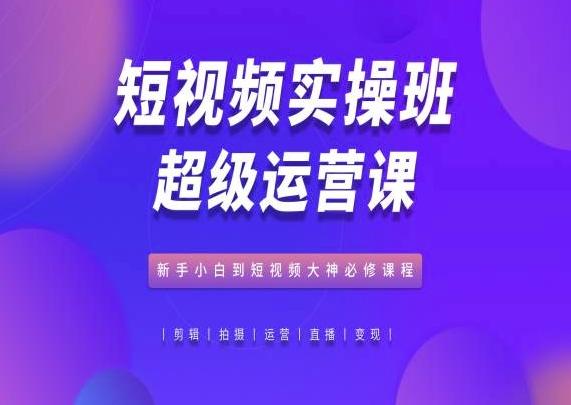 短视频实操班超级运营课，新手小白到短视频大神必修课程-归鹤副业商城