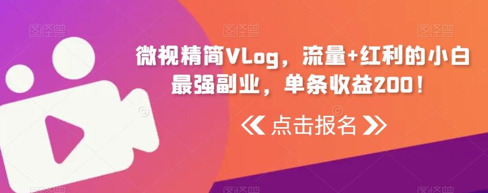 微视精简Vlog，流量+红利的小白最强副业，单条收益200！-归鹤副业商城