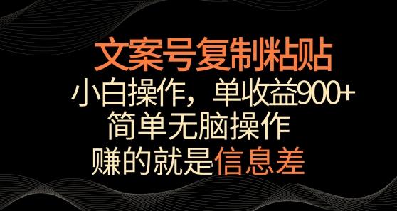 文案号掘金，简单复制粘贴，小白操作，单作品收益900+【揭秘】-归鹤副业商城