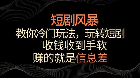 短剧风暴，教你冷门玩法，玩转短剧，收钱收到手软【揭秘】-归鹤副业商城