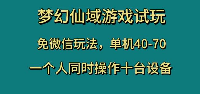 梦幻仙域游戏试玩，免微信玩法，单机40-70，一个人同时操作十台设备【揭秘】-归鹤副业商城