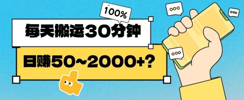 操作这个项目，每天搬运30分钟，日赚50~2000+？-归鹤副业商城