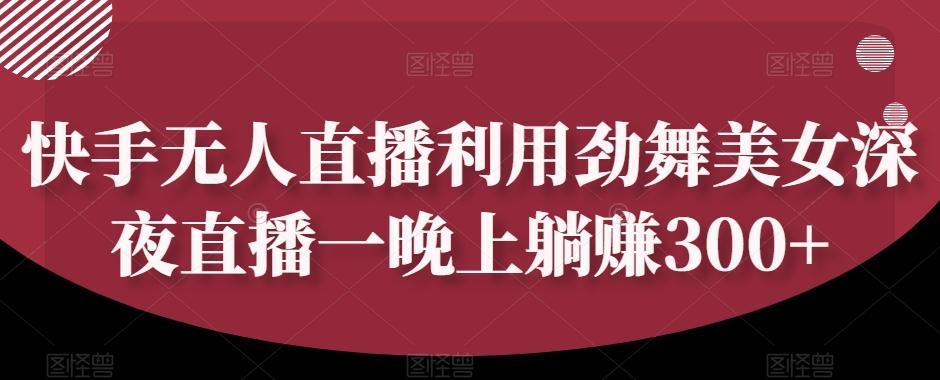 快手无人直播利用劲舞美女深夜直播一晚上躺赚300+-归鹤副业商城