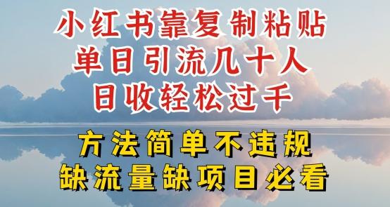 小红书靠复制粘贴单日引流几十人目收轻松过千，方法简单不违规【揭秘】-归鹤副业商城