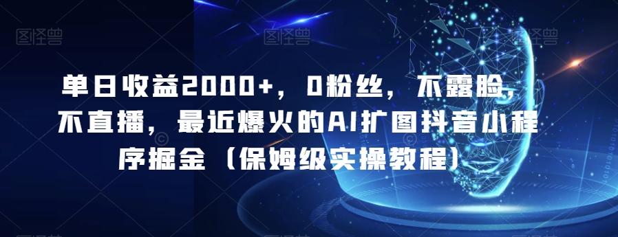 单日收益2000+，0粉丝，不露脸，不直播，最近爆火的AI扩图抖音小程序掘金（保姆级实操教程）-归鹤副业商城