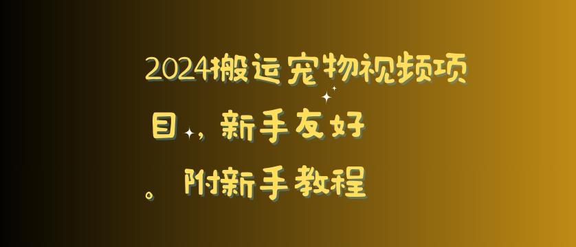 2024搬运宠物视频项目，新手友好，完美去重，附新手教程【揭秘】-归鹤副业商城