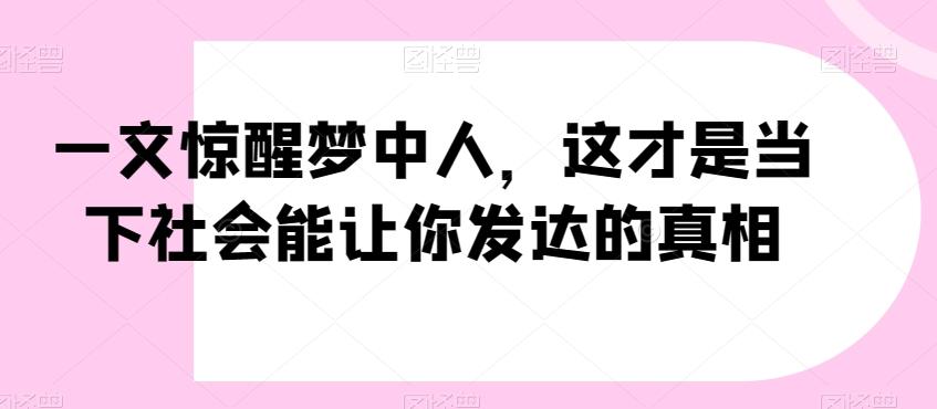 一文惊醒梦中人，这才是当下社会能让你发达的真相【公众号付费文章】-归鹤副业商城