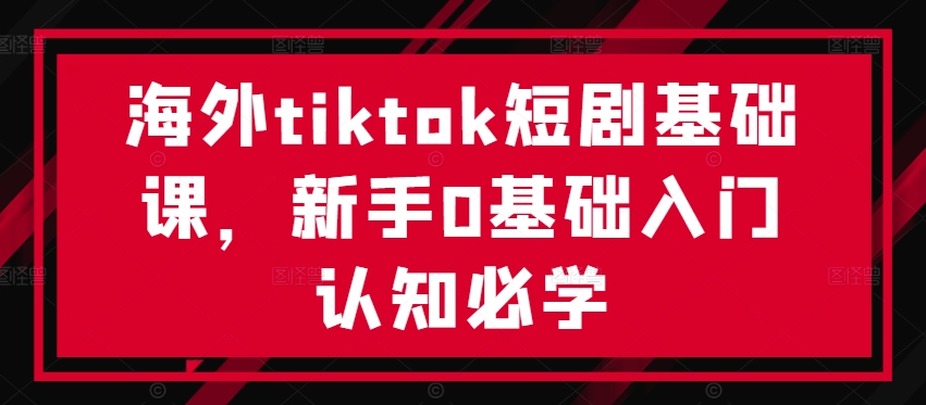 海外tiktok短剧基础课，新手0基础入门认知必学-归鹤副业商城