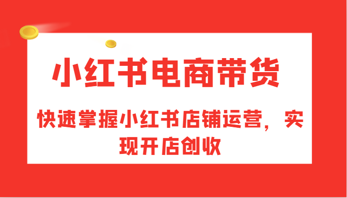 小红书电商带货，快速掌握小红书店铺运营，实现开店创收-归鹤副业商城