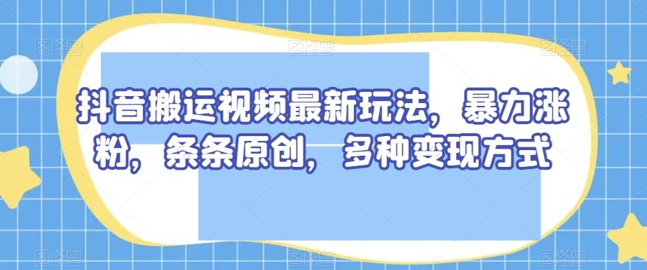 抖音搬运视频最新玩法，暴力涨粉，条条原创，多种变现方式【揭秘】-归鹤副业商城