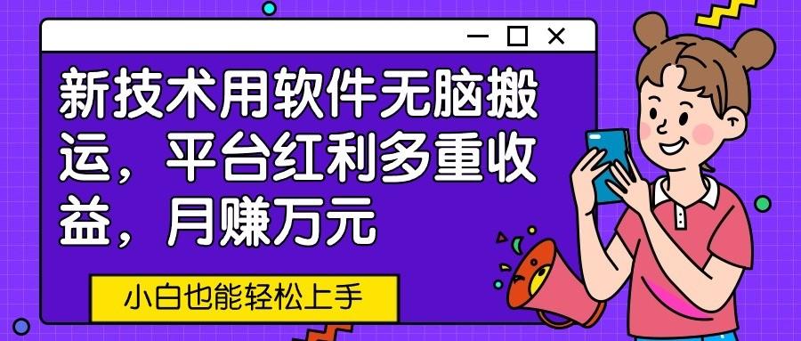 新技术用软件无脑搬运，平台红利多重收益，月赚万元，小白也能轻松上手-归鹤副业商城