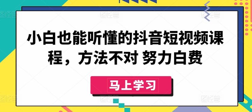 小白也能听懂的抖音短视频课程，方法不对 努力白费-归鹤副业商城