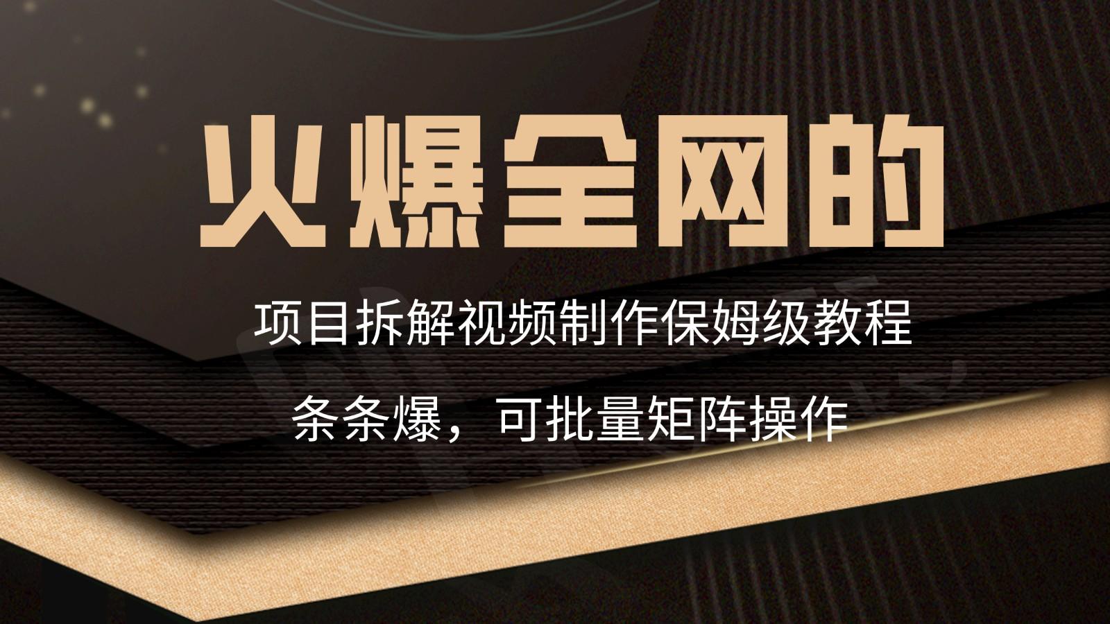 火爆全网的项目拆解类视频如何制作，条条爆，保姆级教程-归鹤副业商城