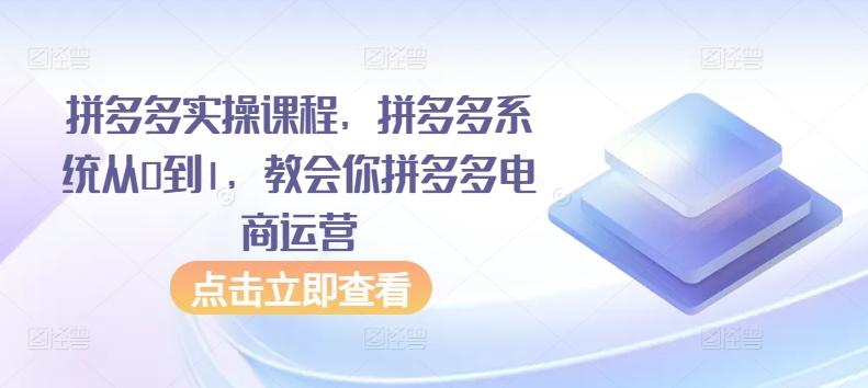 拼多多实操课程，拼多多系统从0到1，教会你拼多多电商运营-归鹤副业商城