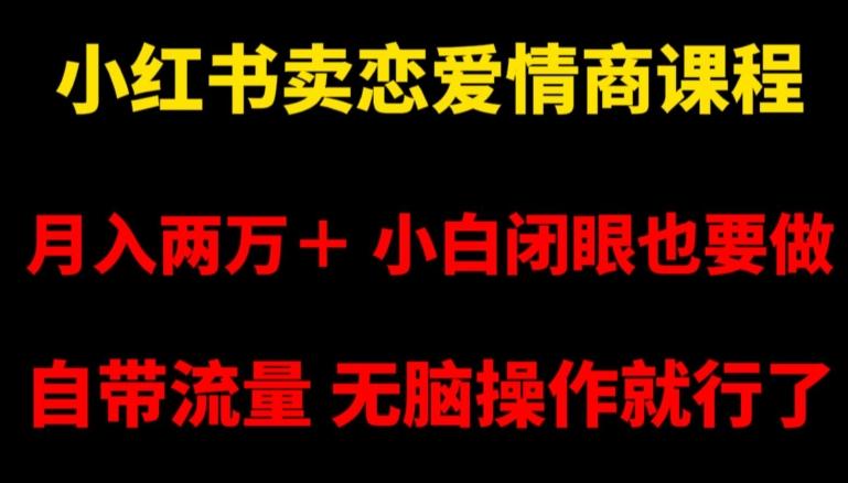 小红书卖恋爱情商课程，月入两万＋，小白闭眼也要做，自带流量，无脑操作就行了【揭秘】-归鹤副业商城