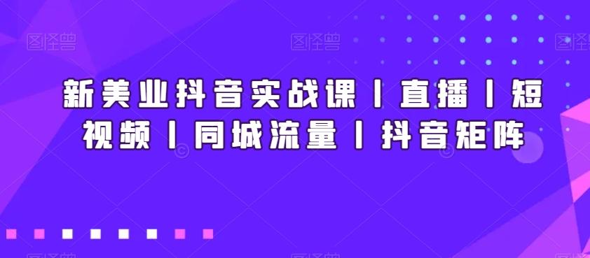 新美业抖音实战课丨直播丨短视频丨同城流量丨抖音矩阵-归鹤副业商城