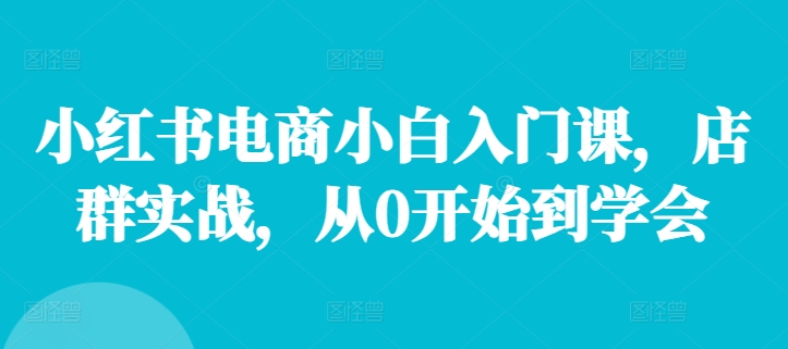 小红书电商小白入门课，店群实战，从0开始到学会-归鹤副业商城