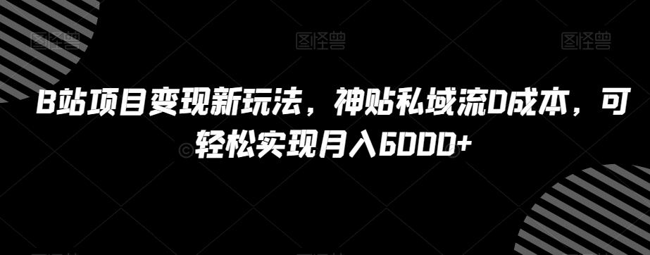 B站项目变现新玩法，神贴私域流0成本，可轻松实现月入6000+【揭秘】-归鹤副业商城