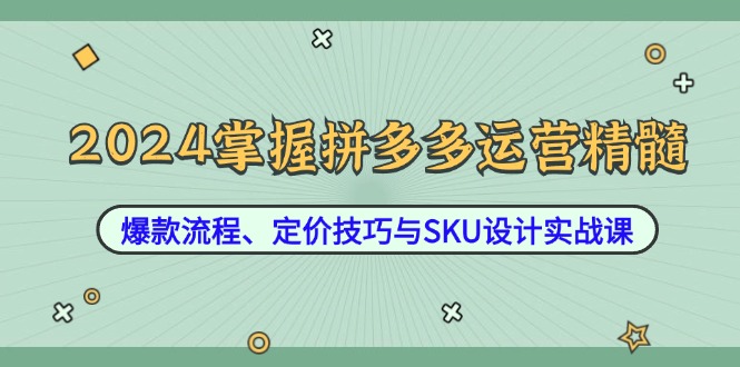 2024掌握拼多多运营精髓：爆款流程、定价技巧与SKU设计实战课-归鹤副业商城