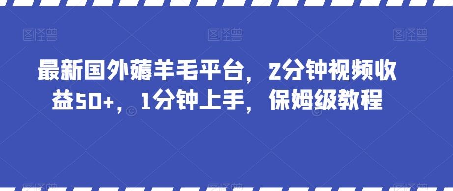 最新国外薅羊毛平台，2分钟视频收益50+，1分钟上手，保姆级教程【揭秘】-归鹤副业商城