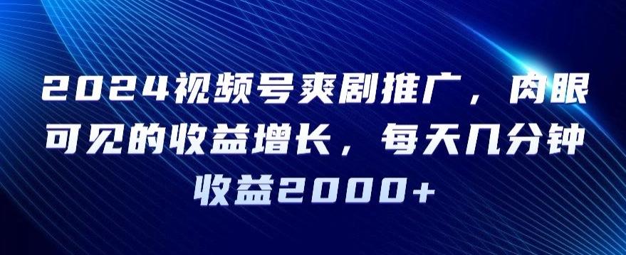 2024视频号爽剧推广，肉眼可见的收益增长，每天几分钟收益2000+【揭秘】-归鹤副业商城