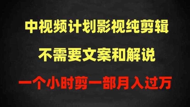 中视频计划影视纯剪辑，不需要文案和解说，一个小时剪一部，100%过原创月入过万【揭秘】-归鹤副业商城