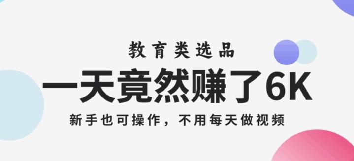 一天竟然赚了6000多，教育类选品，新手也可操作，更不用每天做短视频【揭秘】-归鹤副业商城