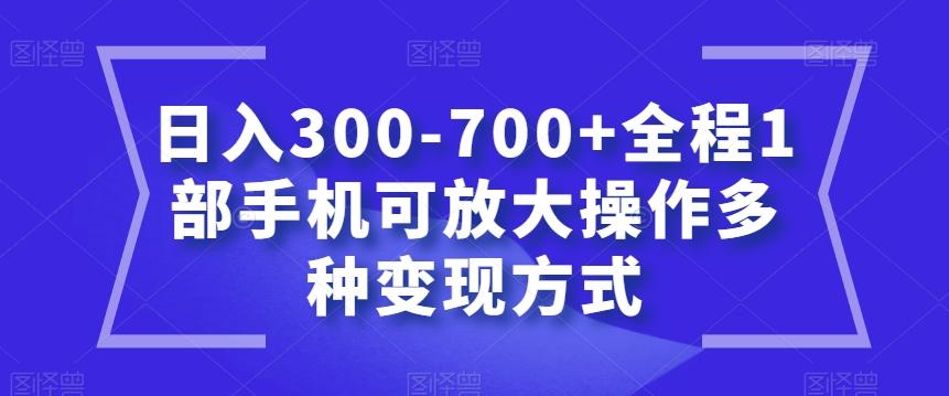 日入300-700+全程1部手机可放大操作多种变现方式【揭秘】-归鹤副业商城